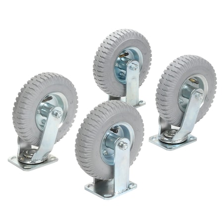 Global Industrial Full Pneumatic Caster Kit 2 Swivel, 2 Rigid, 8 x 2.80 500CP41